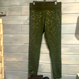 Green and copper flecked leggings